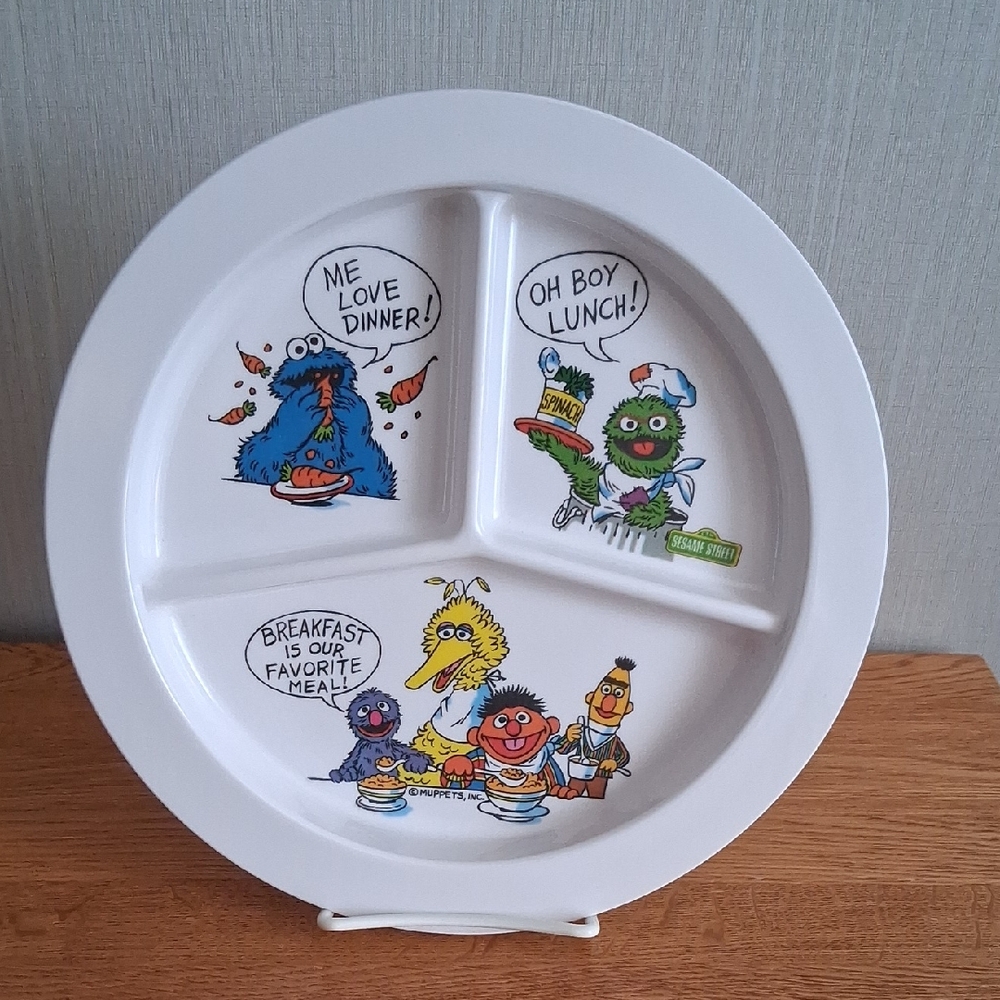 Vintage Sesame Street Character Divided Plate - White
